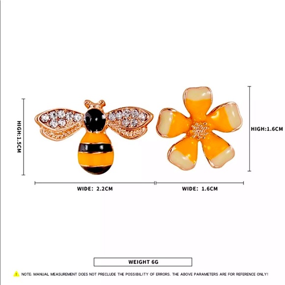 New Crystal Flower Bee  Earrings Studs - Picture 6 of 8